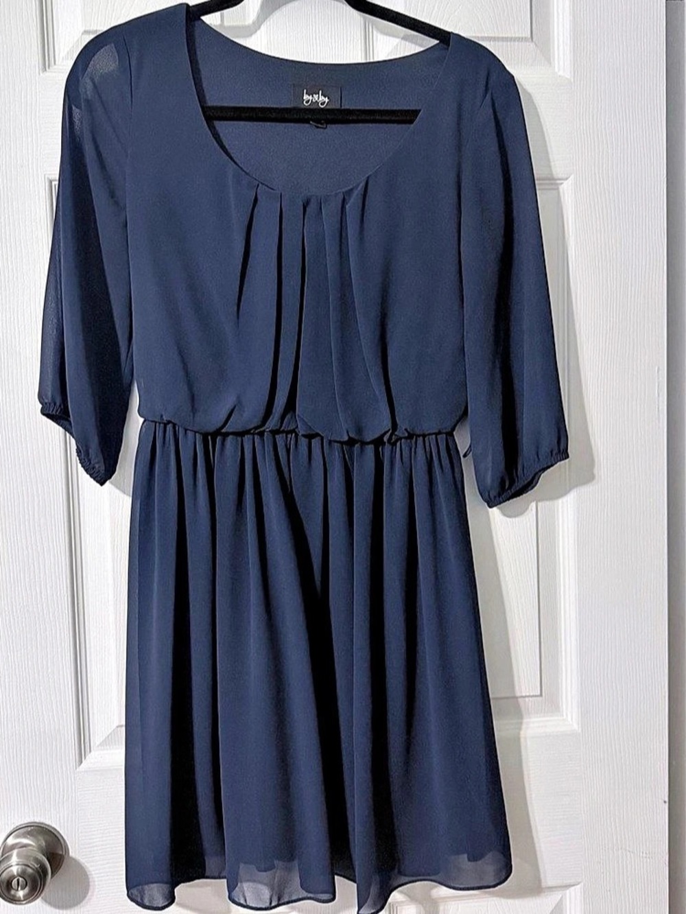 by&by Pleated Mini Dress in Blue Size Small